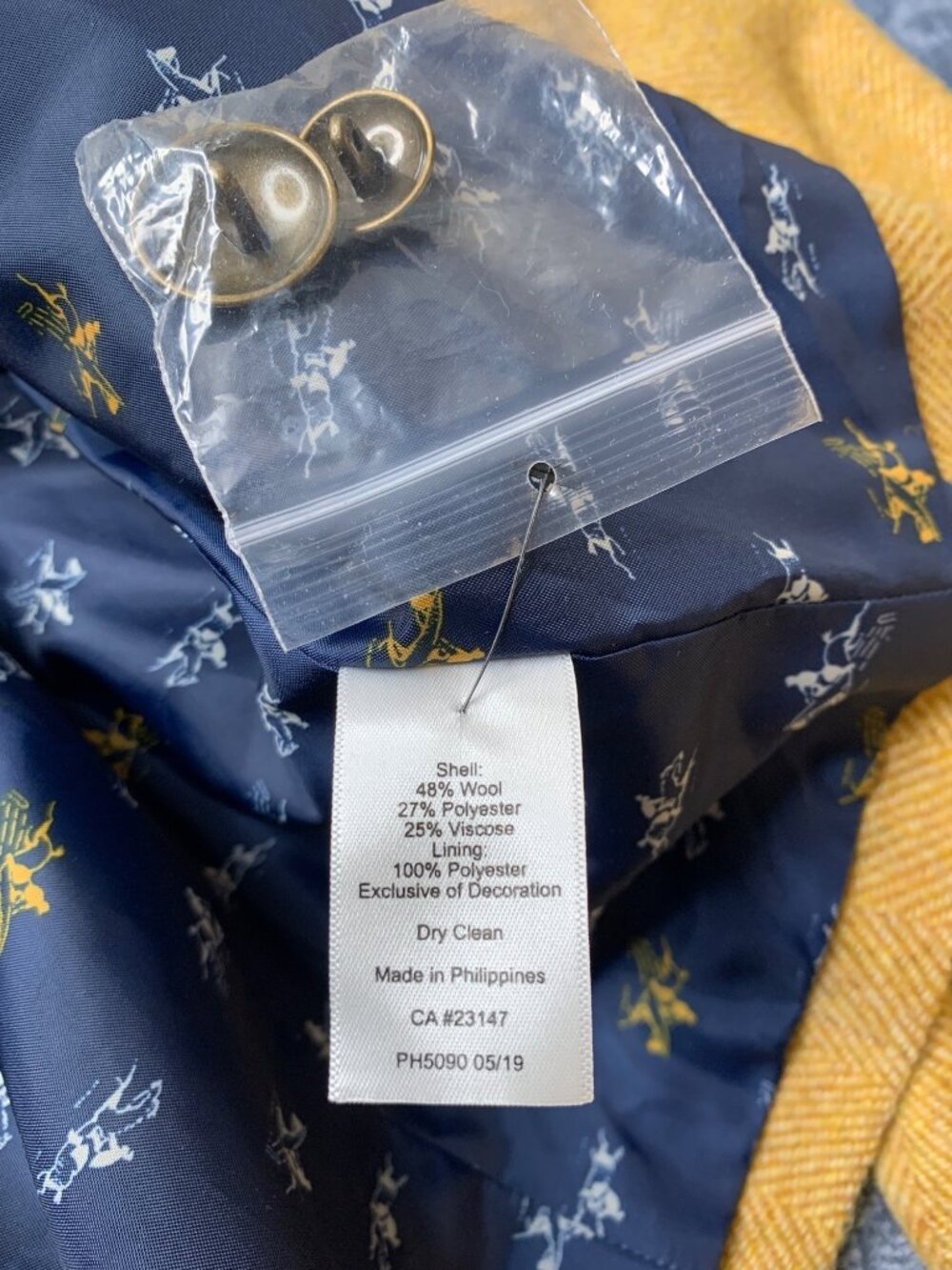 Talbots Yellow Herringbone Wool Blend Riding Jacket Size 6 NWT - Picture 10 of 12